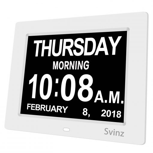 SVINZ 8 inch Digital Calendar Alarm Day Clock